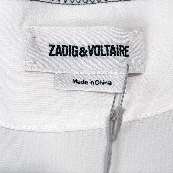 NWT Zadig & Voltaire Carmen Silk Camisole Top in White and Black - Size XS - Picture 4 of 6